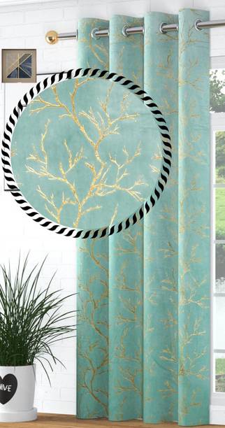 TRENDY GOLDEN 213 cm (7 ft) Door Velvet Blackout Curtain Single Curtain