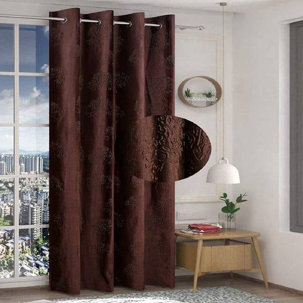 Home Stylish 213 cm (7 ft) Door Polyester Room Darkening Curtain Single Curtain