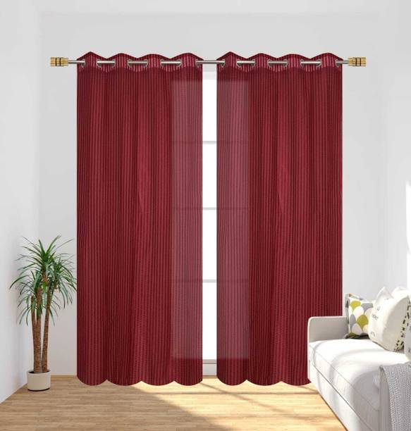 DRAPE AURA 153 cm (5 ft) Window Tissue Transparent Curtain (Pack Of 2)
