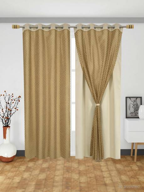 Home Stylish 213 cm (7 ft) Door Silk Blackout Curtain (Pack Of 2)