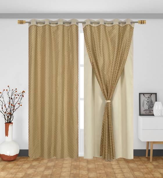 Home Stylish 213 cm (7 ft) Door Silk Blackout Curtain (Pack Of 2)