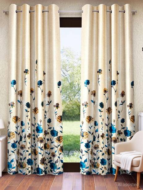 Home Sizzler 213 cm (7 ft) Door Polyester Semi Transparent Curtain (Pack Of 2)