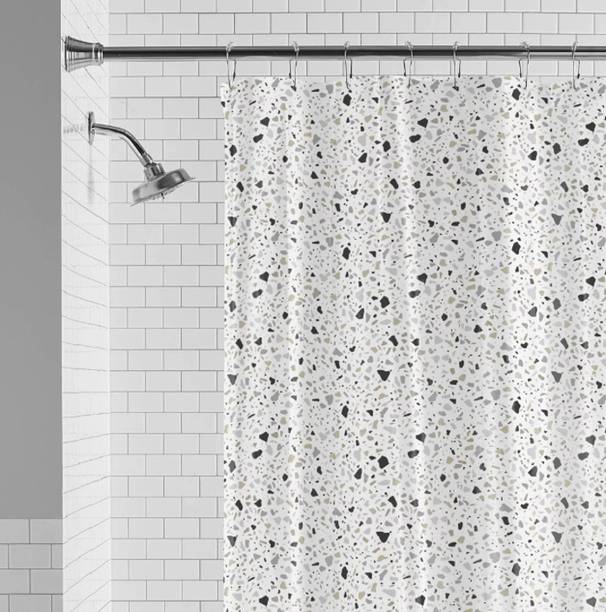 DRAPERI 184 cm (6 ft) PEVA Semi Transparent Shower Curtain Single Curtain