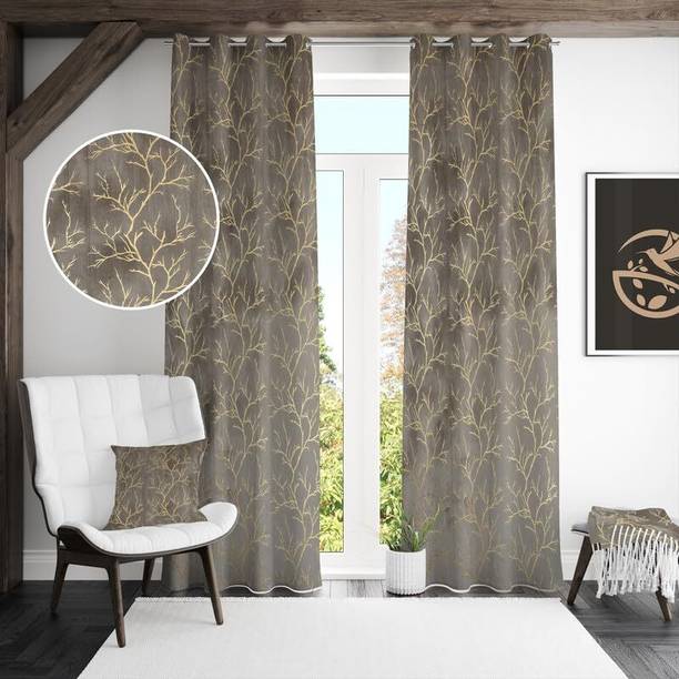 Diara Homes 274 cm (9 ft) Long Door Velvet Room Darkening Curtain (Pack Of 2)