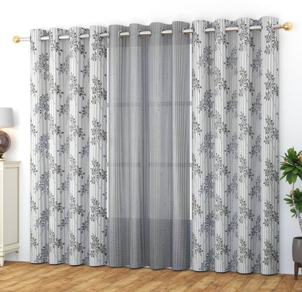 Stackers 152 cm (5 ft) Tissue Transparent Window Curtain (Pack Of 3)
