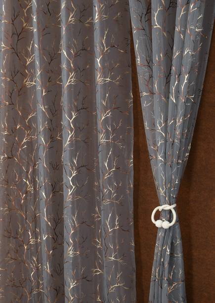 Homefab India 152.4 cm (5 ft) Window Polyester Transparent Curtain (Pack Of 2)