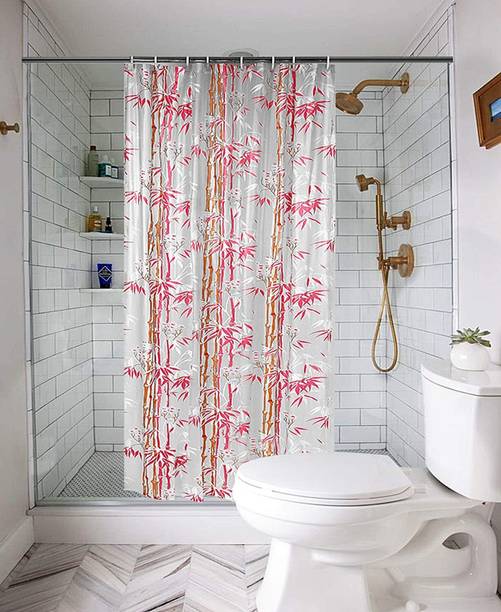 Jainco Decor 210 cm (7 ft) PVC Semi Transparent Shower Curtain Single Curtain