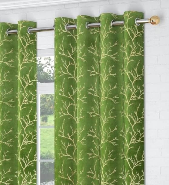 smf 152 cm (5 ft) Window Velvet Room Darkening Curtain (Pack Of 2)