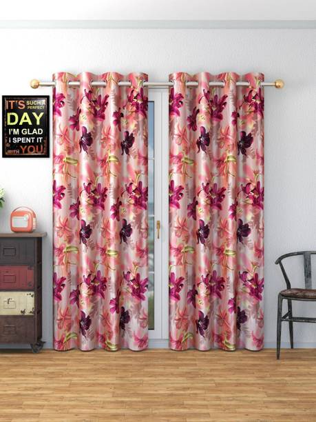 DTODEXPRESS 274.3 cm (9 ft) Polyester Semi Transparent Long Door Curtain (Pack Of 2)