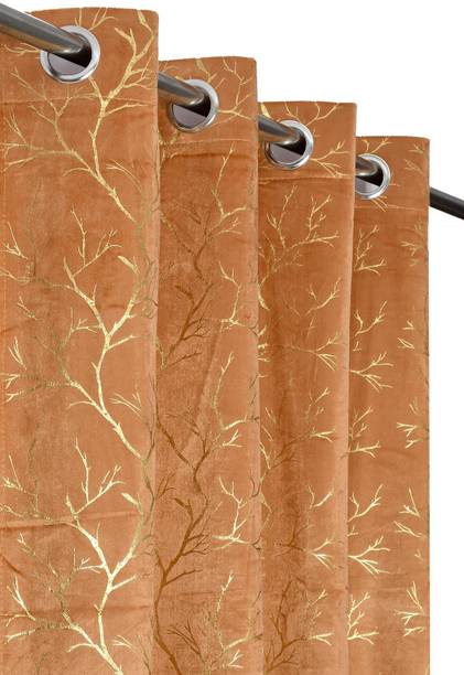 VELOURA 213.36 cm (7 ft) Velvet Room Darkening Door Curtain (Pack Of 2)