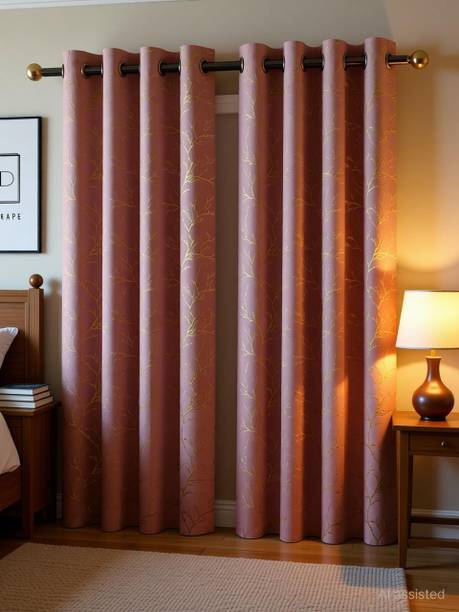VIRIDIAN DECOR 213 cm (7 ft) Door Velvet Room Darkening Curtain (Pack Of 2)