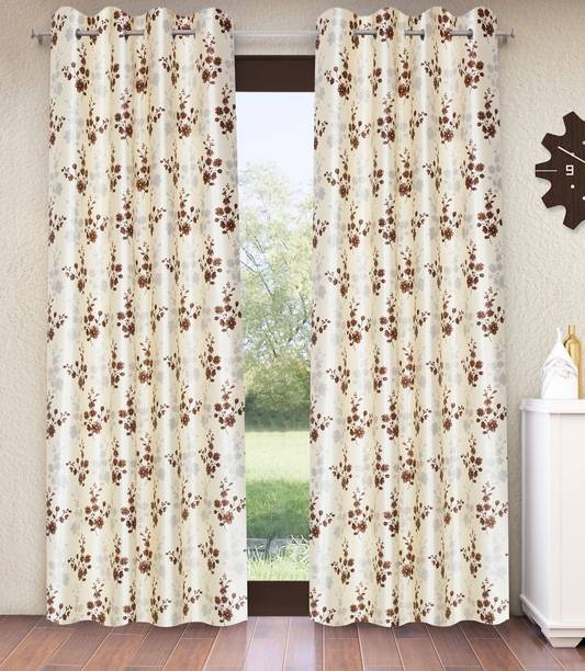 Home Sizzler 153 cm (5 ft) Window Polyester Semi Transparent Curtain (Pack Of 2)