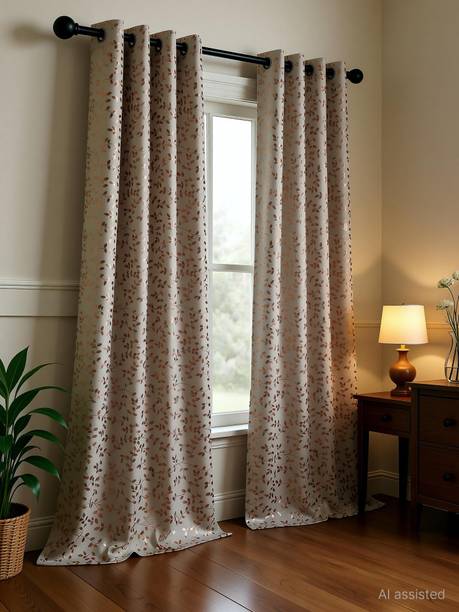 Home Spark 213 cm (7 ft) Door Velvet Room Darkening Curtain (Pack Of 2)