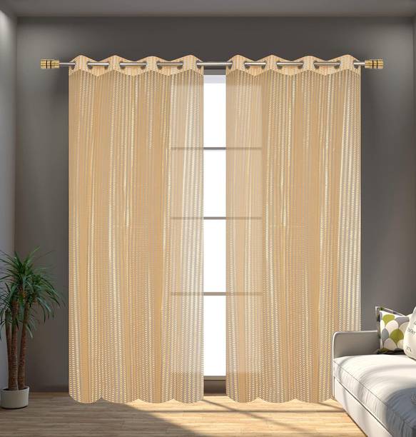 ABODRIC 152 cm (5 ft) Window Polyester Semi Transparent Curtain (Pack Of 2)