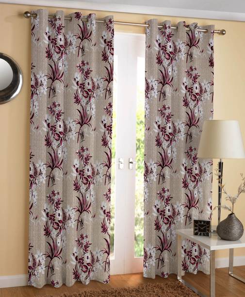 GulatiPrints 152 cm (5 ft) Polycotton Semi Transparent Window Curtain (Pack Of 2)