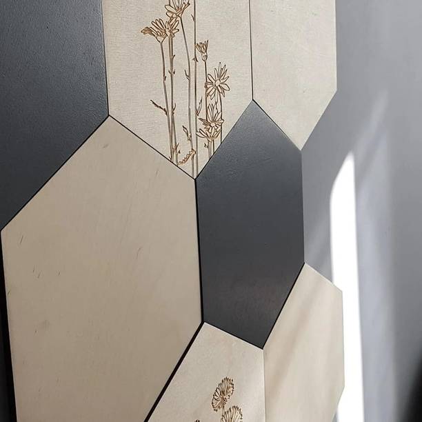 Haoser Wooden Hexagon Wall Decor Set | Modern Geometric Wall Art Panels Wooden Cut-outs