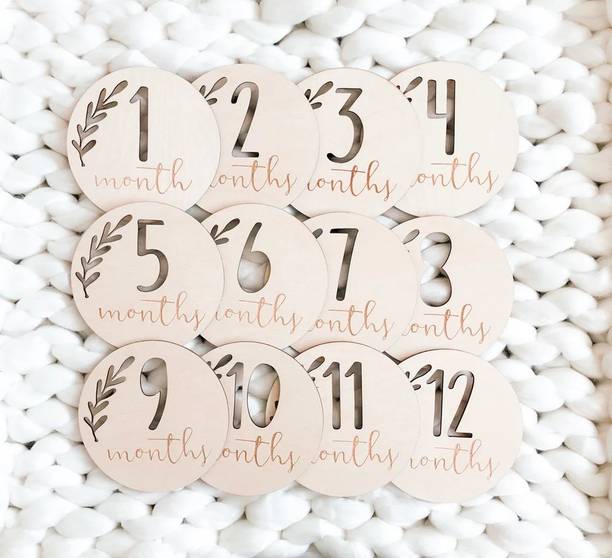 Haoser Baby monthly milestone cards,wooden milestones discs Wooden Cut-outs