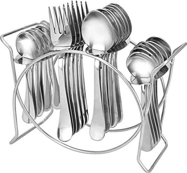 ZS Store 25pcs Heavy Duty Cutlery Set with stand for Kitchen & Dining Table Stainless Steel Cutlery Set