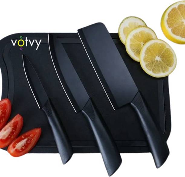 Votvy 1 Pc Stainless Steel Knife Set 3Piece Kitchen Knife Set Including Chef's Knife, Vegetable Knife & Butcher Knife