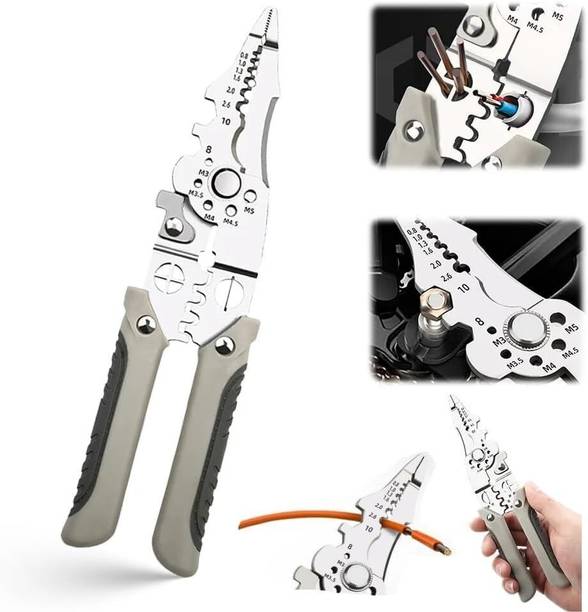 ऑटिपोर्टर Cutting stripper, crimping tool (1PCS) stainless steel multifunctional cable cutting stripper, crimping tool (1PCS) वायर कटर