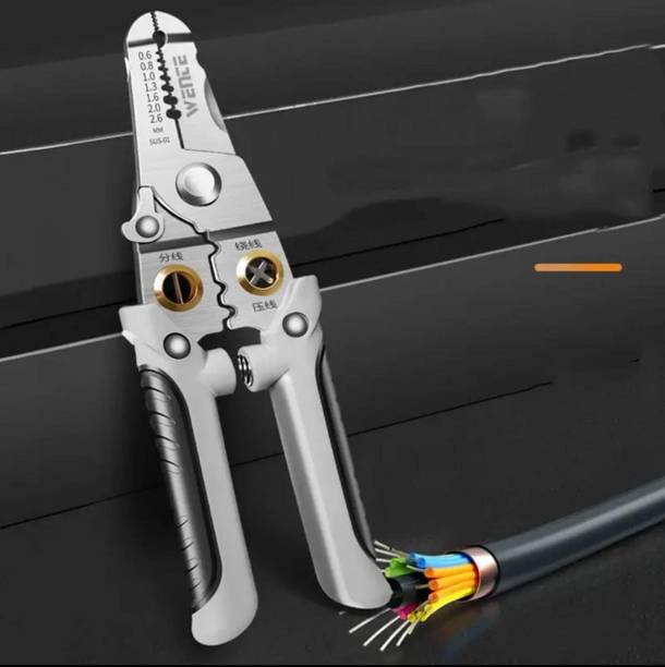 सेशा Grey Plier - 1 6 in 1 Wire Stripper for Electrician Decrustation Pliers Cable Stripping Cutting वायर कटर