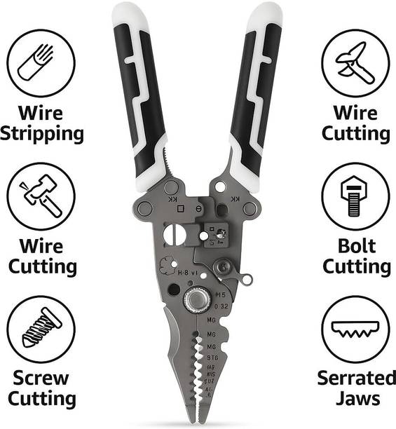Mozarto Multifunction Stainless Steel Wire Crimping Tool/Foldable Wire Stripper /Multifunction Stainless Steel Wire Crimping Tool & Wiring Tools(All in 1) Wire Cutter