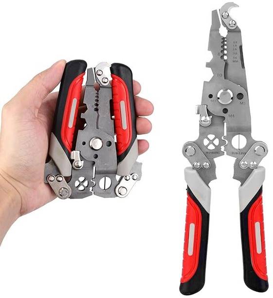 PDIPASY 18 in 1 Foldable Stainless Steel Wire Stripper Crimper Cutter Tool for Work 18-in-1 Wire Stripper Crimper Cutter Wire Cutter