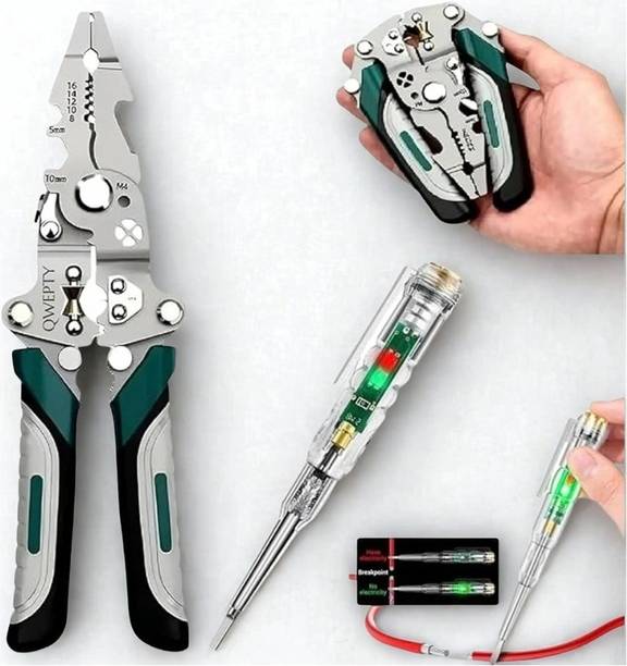 VD Enterprise MWS CRIMP TEST-089 Multifunction Wire Stripper Crimper Cutter Plier with Voltage Tester VE89 Wire Cutter