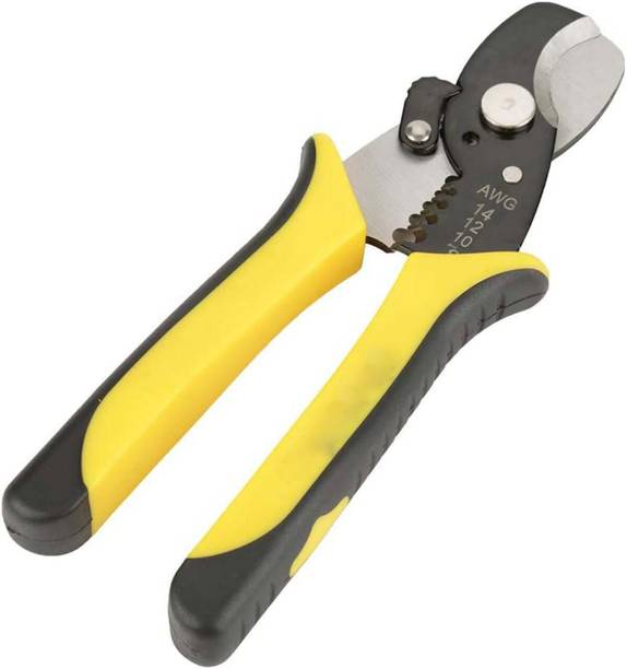 DYTOOLS 7 Inch Wire Stripper & Cutter, Yellow, Alloy Steel, Non-Slip TPE Handle Wire Cutter