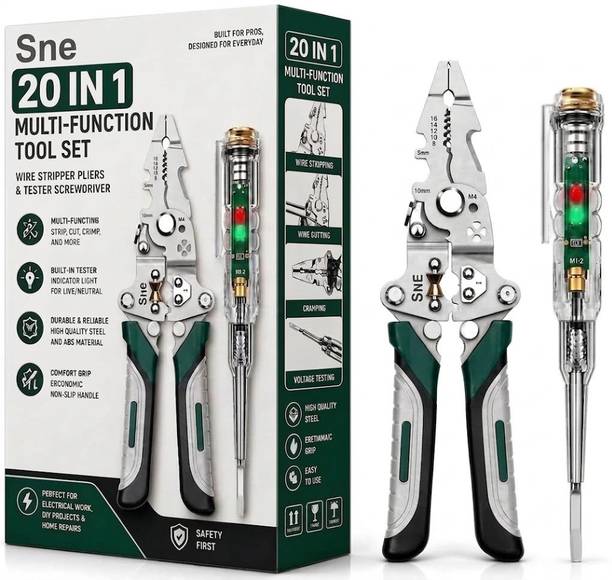 Sne 20-in-1 Wire Stripper Tool Kit with Tester Screwdriver | Multi Function Wire Wire Cutter, Wire Crimper, Cable Stripper, Wiring Tools Multi-Function Hand Tool Wire Cutter