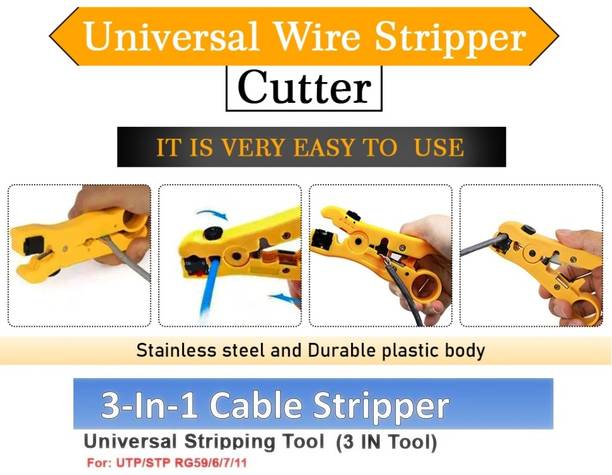 BALRAMA HT-352 Stripping Tool Universal Adjustable Coaxial Cable Wire Jacket Stripper Cutter Scissors Decrustation Plier for Flat Round Cat5 Cat6 UTP STP RG59 RG6 RG7 RG11 Networking Telephone Cable HT-352 Universal Coaxial Cable Stripper Cutter for Flat Round UTP Cat5 Cat6 Coax Wire Cutter