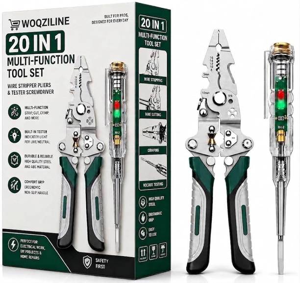 WOQZILINE 20-in-1 Wire Stripper Tool Kit with Tester Screwdriver | Multi Function Wire Wire Cutter, Wire Crimper, Cable Stripper, Wiring Tools Multi-Function Hand Tool Wire Cutter