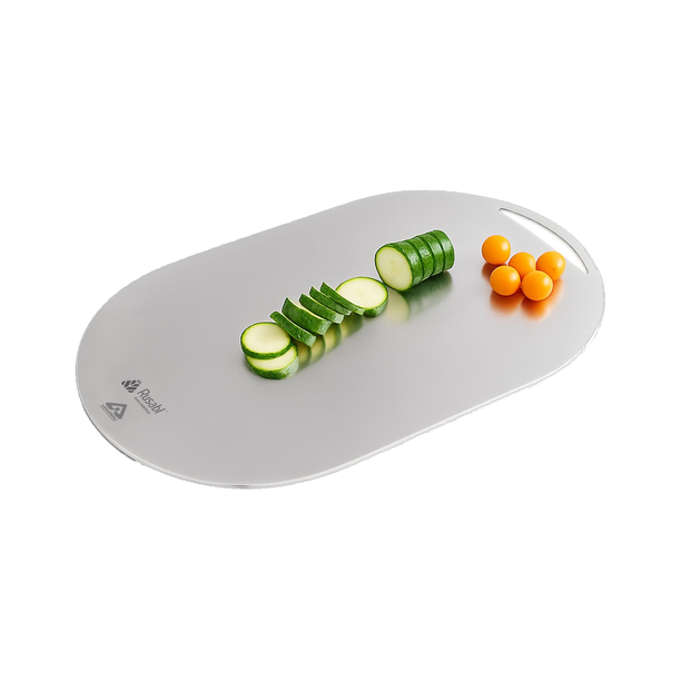 Rusabl Premium Heavy-Duty Stainless Steel - Oval, BIS Certified Chopping Board Stainless Steel Cutting Board