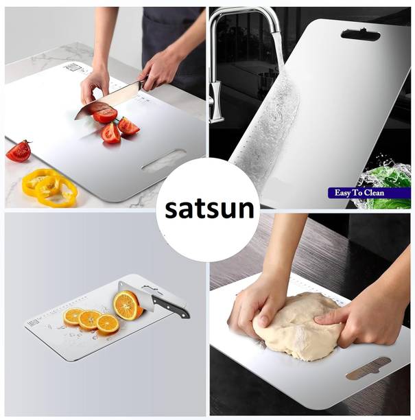SAT SUN ENTERPRISE Stainless Steel Chopping Board | (31CM X 21CM)| Easy to use & Easy to Clean Stainless Steel Cutting Board