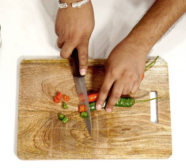 RAMAADHARI CREATION Natural Wooden Mango Wood Rectangle Vegetable Chopper Cutting Board Wooden Cutting Board