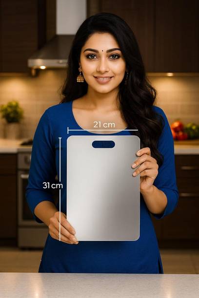 SAT SUN ENTERPRISE Steel Cutting Board, Rust-Pruf Chopper Board,Heavy-Duty Cutting Board (31X21CM) Stainless Steel Cutting Board
