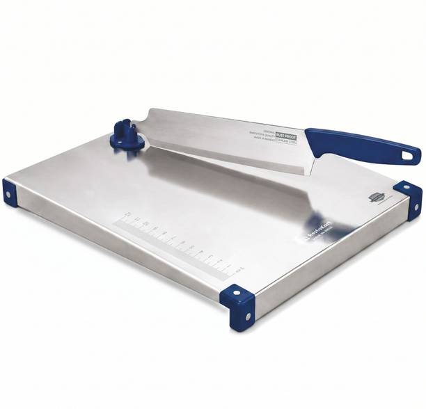 RESTOKART Steel chopping board board(31*31CM)|2 in 1 Knife cutting board-vegetable & fruit Stainless Steel Cutting Board