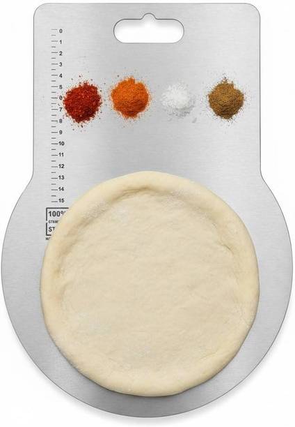 AMAR IMPEX Round Stainless Steel Pizza Peel Stainless Steel Cutting Board