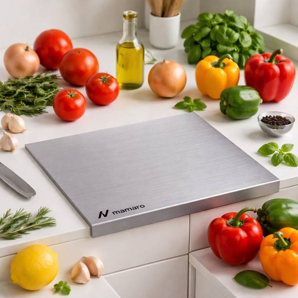 MAMARO Cutting Board for Kitchen | Rust-Free, Durable, Hygienic, Easy to Clean-50X42 CM Stainless Steel Cutting Board