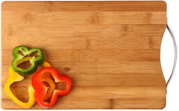 HOKiPO Bamboo Wooden Cutting Board With Handle - Medium - 29 X 19 X 1.8 Cm, Bamboo Cutting Board