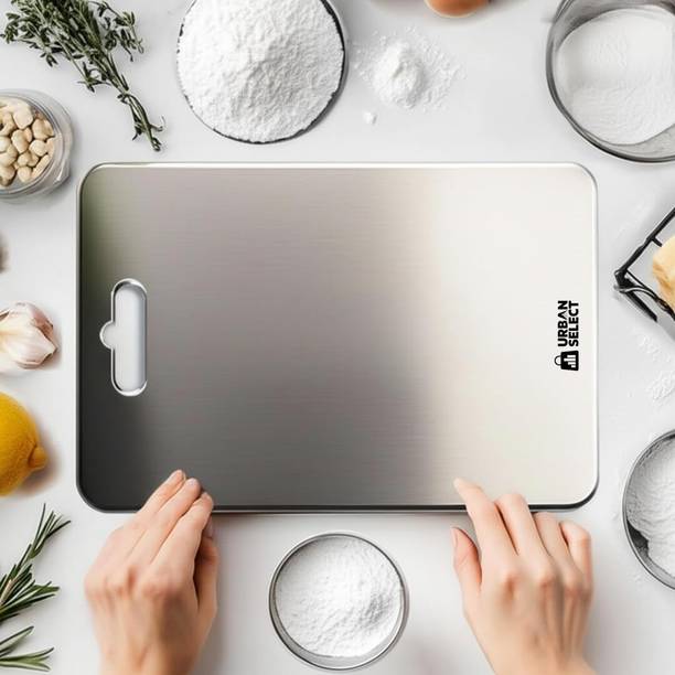 URBAN SELECT Stainless Steel Chopping Board – 31.8x21cm | Rust-Free, Anti-Bacterial Stainless Steel Cutting Board