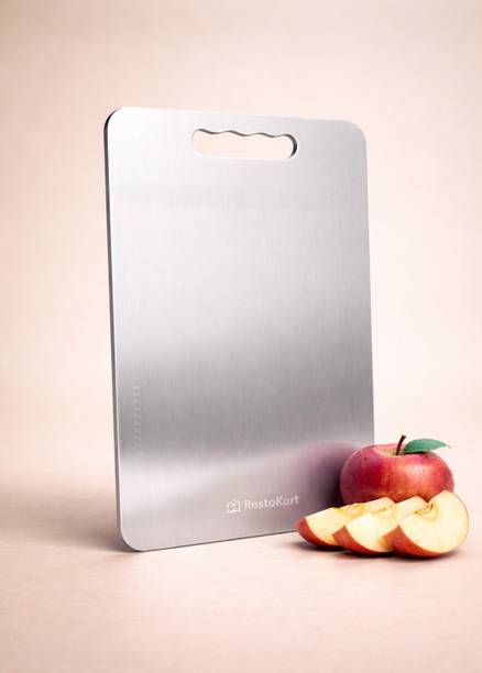 RESTOKART Steel Chopping Board-Small (31*20 CM) |Vegetable Cutting Board for Kitchen| Stainless Steel Cutting Board