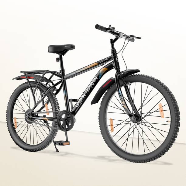 Urban Terrain Comet 26T Steel Single Speed Mountain Cycle with Inbuilt Carrier Black 26 T (inch) Road Cycle