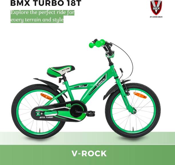 Vrock Bmx Turbo 18T Turbo Green Kids Bike, Steel Frame, Coaster Hub 18 T (inch) BMX Cycle