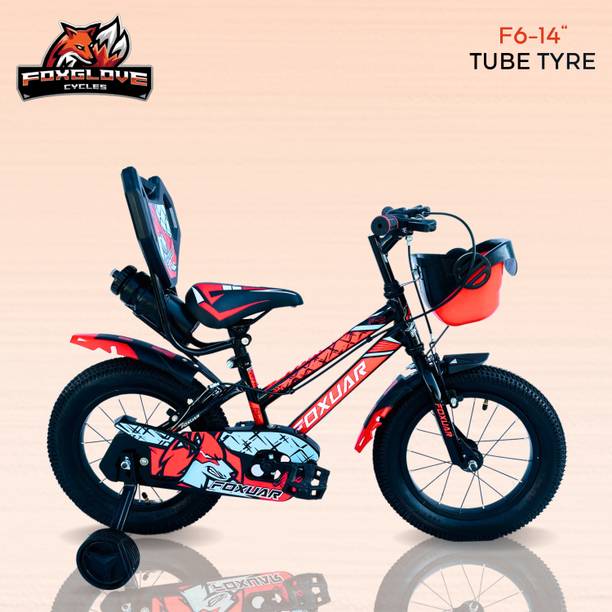 FOXGLOVE FOXUAR 14 INCH SPORTY CANDY RED TYRE TUBE FOR AGE 2 TO 5 YRS 90 % FITTED 14 T (inch) Roadster Cycle