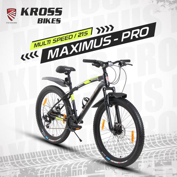 Kross Maximus Pro 21-Speed with Suspension Fork, Dual Disc Brakes & 2.40” Wide Tyres 26 T (inch) Mountain Cycle