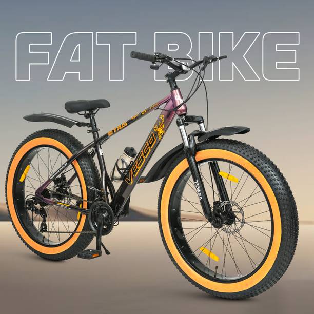 VESCO Stag 26T- 21 Gears Fat Tyre Cycle for Men Women 15+, Disc Brakes With Suspension 26 T Fat Tyre Cycle