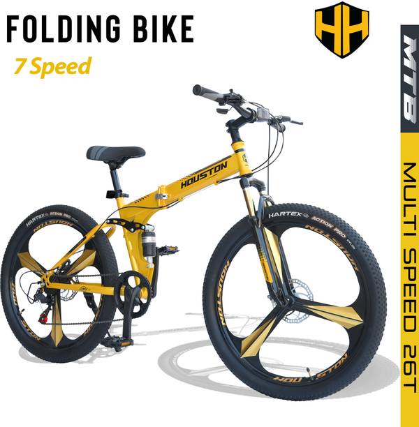 Appgrow HOUSTON Folding Bike Stylish Mag Wheel Multi-Speed Dual Suspension Disc Brakes 26 T