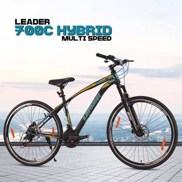 LEADER 700C [21-Speed] Hybrid City cycle with Dual Disc Brake and Front Suspension 700C T (inch) Hybrid Cycle/City Bike
