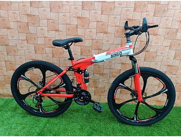 Price History of Bingo RED WHITE 6 SPOKES 21 GEARS FOLDABLE CYCLE 26 T Folding Bikes Folding Cycle from Flipkart 2 140290898